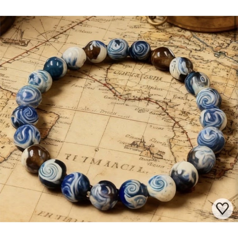 Blue Fire Agate Bracelet Stretch 8mm Natural Stone Beads handMade boho Festival